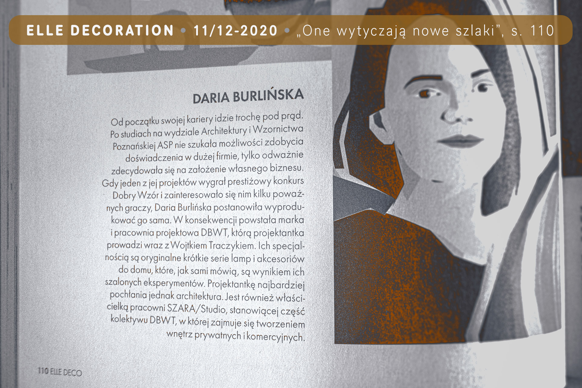 Daria Burlińska z pracowni SZARA-studio.pl – artykuł w «Elle Decoration» 11-12/2020